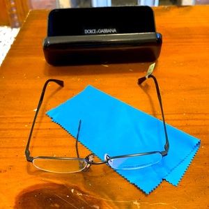 NEW Dolce & Gabbana small oval black frames with case
